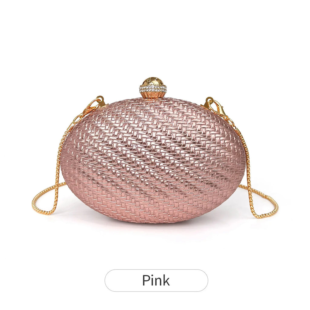 Gleaming Gold Rhinestone-Accented Hard Shell Clutch