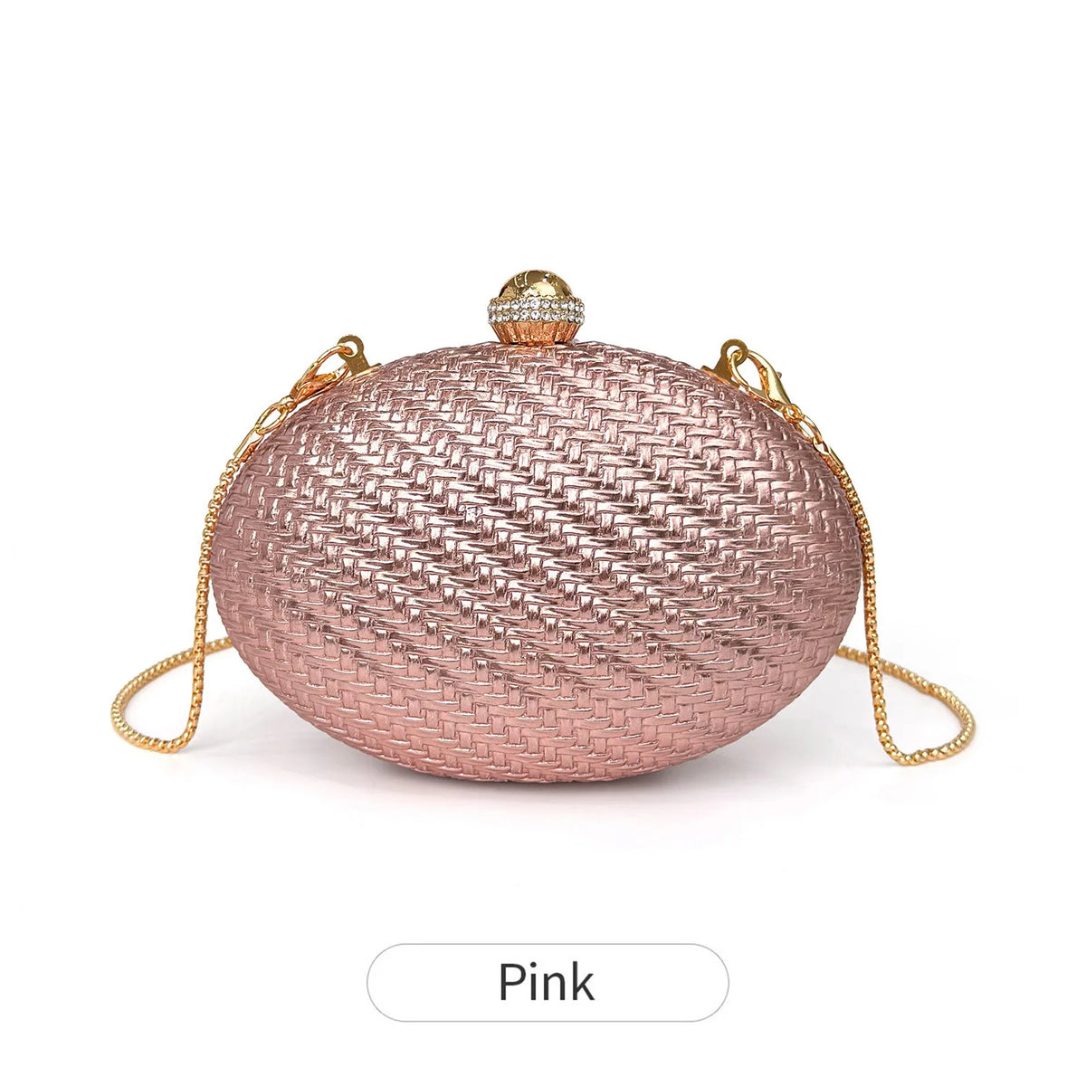 Gleaming Gold Rhinestone-Accented Hard Shell Clutch