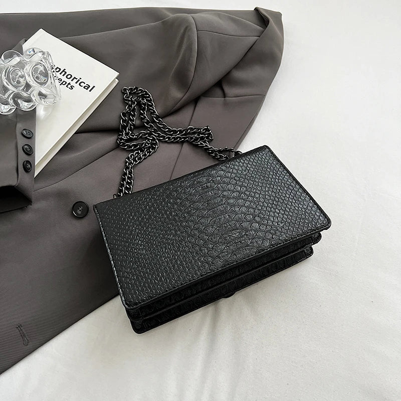 Luxury Crocodile Pattern Chain Shoulder Bag