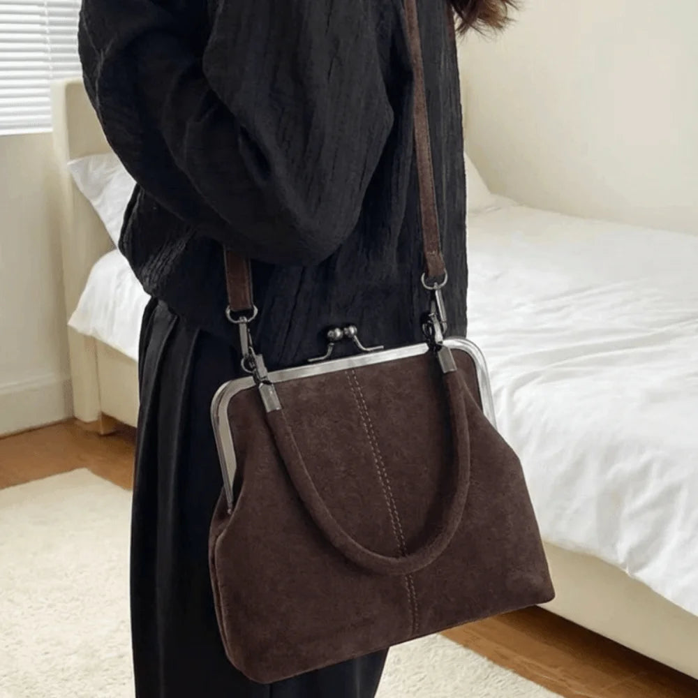Vintage Color-Block Kiss-Lock Crossbody & Top Handle Bag