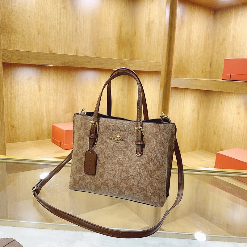 Classic Monogram Print Shoulder Bag – Elegant Leather Tote & Crossbody Handbag for Work & Daily Wear