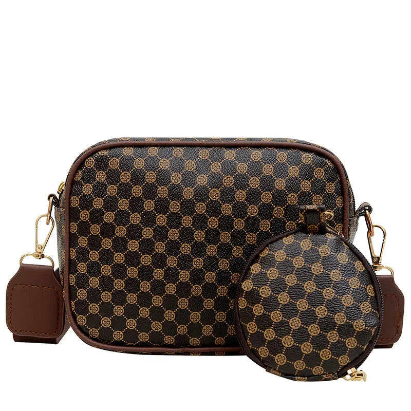 Classic Monogram Pattern Messenger Bag | Casual Travel Crossbody Purse for Women