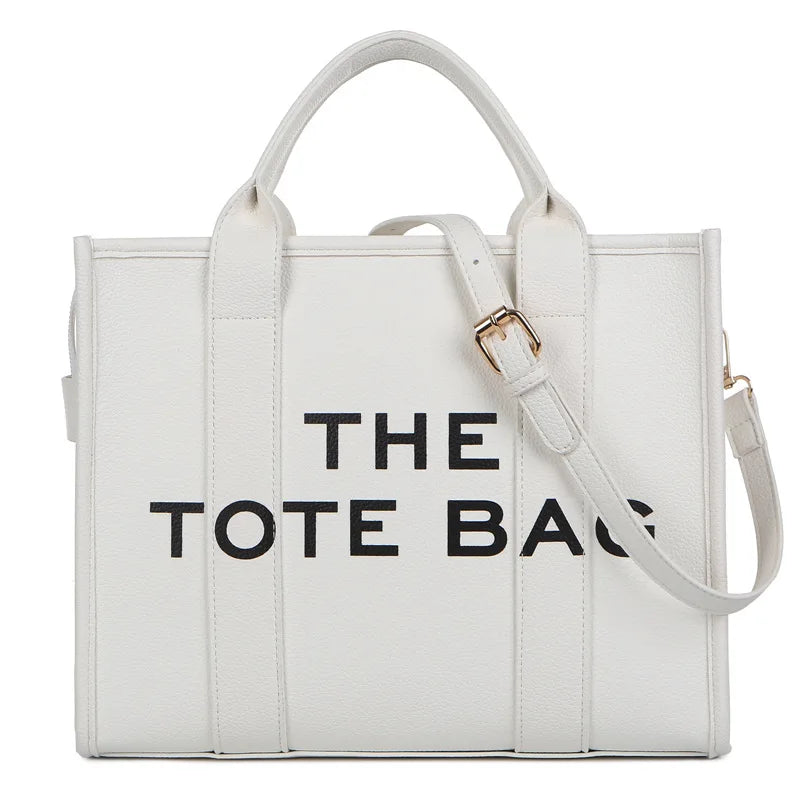"THE TOTE BAG" Letter Printed PU Leather Tote Bag for Women | Large Capacity Shoulder Bag & Crossbody Bag