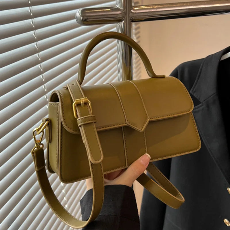 Minimalist Top-Handle Flap Handbag & Crossbody Bag - Elegant Daily Shoulder Bag