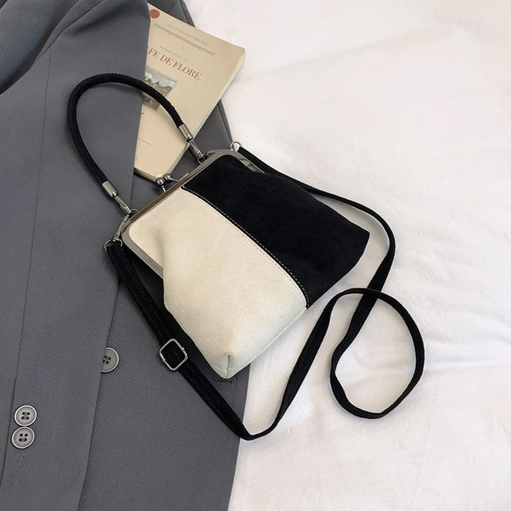 Vintage Color-Block Kiss-Lock Crossbody & Top Handle Bag
