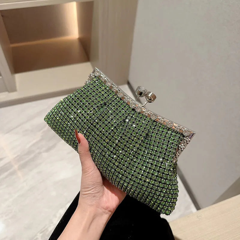 Glamorous Sparkling Rhinestone Evening Clutch Bag for Women | Crystal Party Prom Handbag & Shoulder Purse