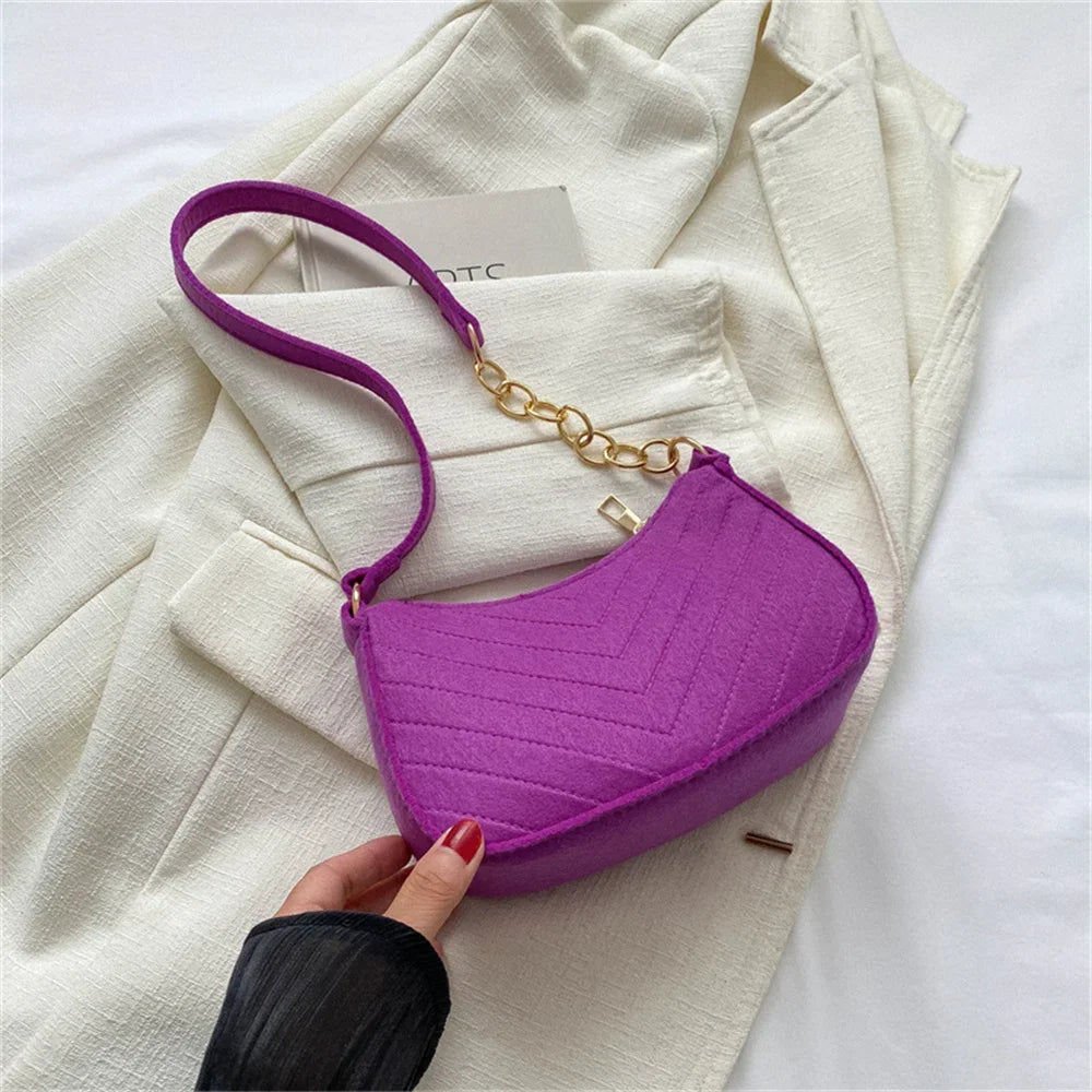 Chic Hot Pink Quilted Underarm Shoulder Bag with Gold Chain Strap