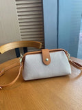 Chic Canvas & PU Leather Crossbody Bag for Women | Vintage Doctor Bag Style Shoulder Handbag