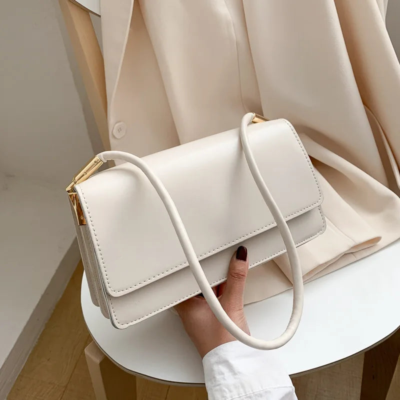 Sleek Off-White Minimalist Shoulder Bag | "Old Money" Clean Girl Aesthetic Handbag ✨