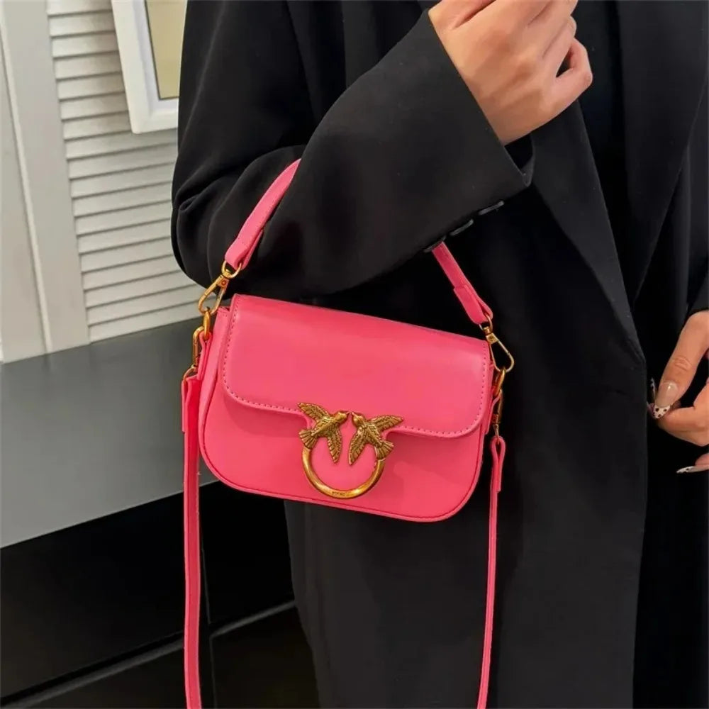 Luxury Love Birds Buckle Flap Shoulder Bag & Crossbody Handbag
