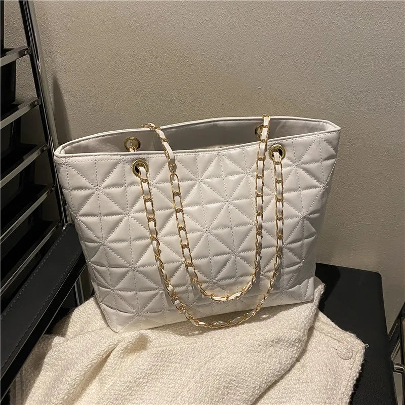 Chic Quilted Chain Handle Everyday Work & Travel Tote