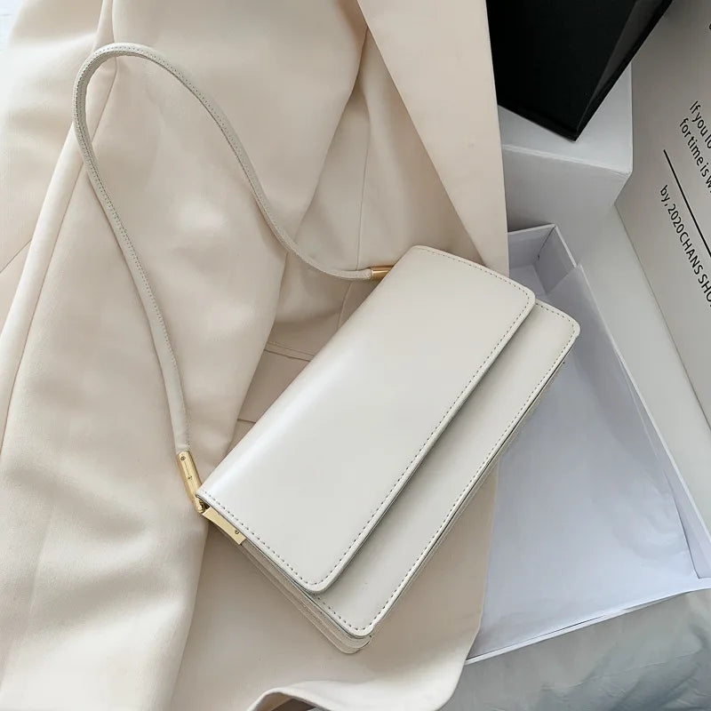 Sleek Off-White Minimalist Shoulder Bag | "Old Money" Clean Girl Aesthetic Handbag ✨