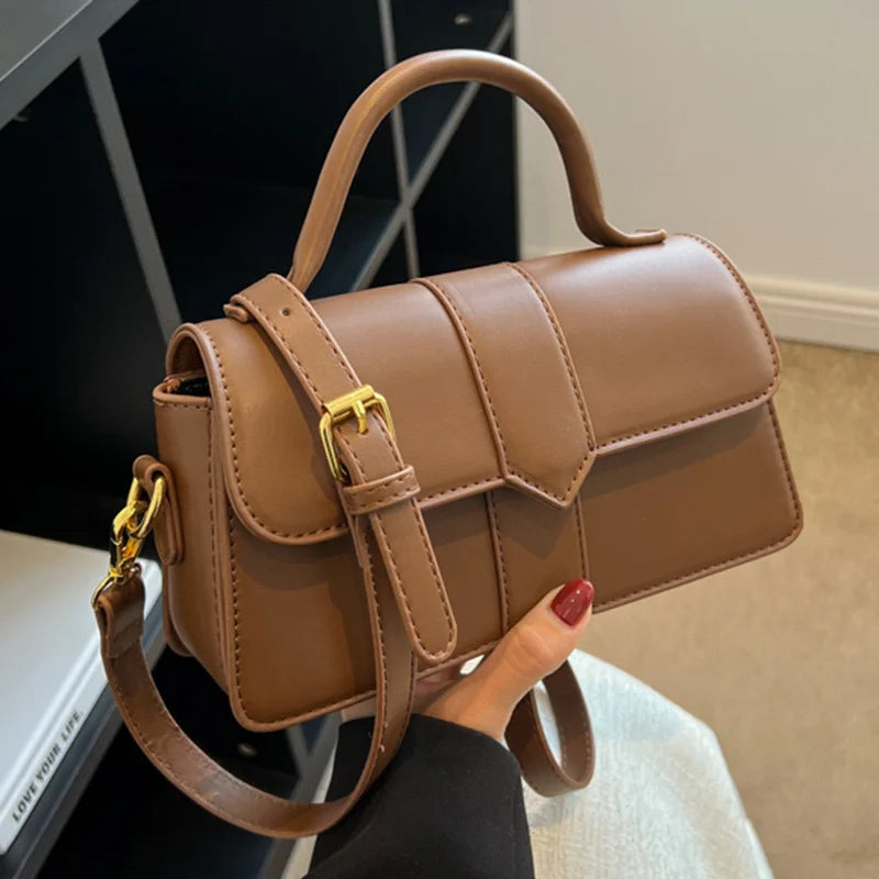 Minimalist Top-Handle Flap Handbag & Crossbody Bag - Elegant Daily Shoulder Bag