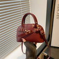 Aura Chic Burgundy Mini Dome Crossbody Bag | Aesthetic PU Leather Top Handle Handbag
