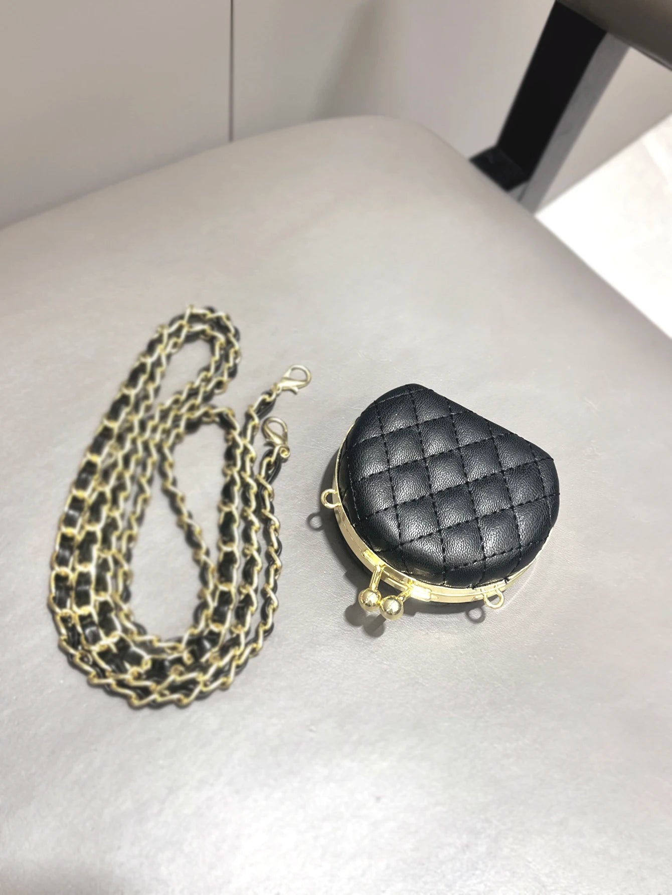 Luxury Quilted Round Mini Handbag with Chain Strap and Top Handle