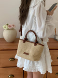 Summer Beach Casual Straw Basket Small Tote Bag