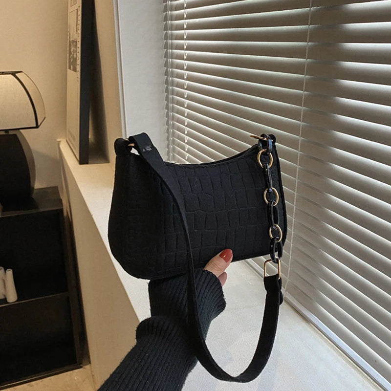 Minimalist Black PU Leather Hobo & Shoulder Bag
