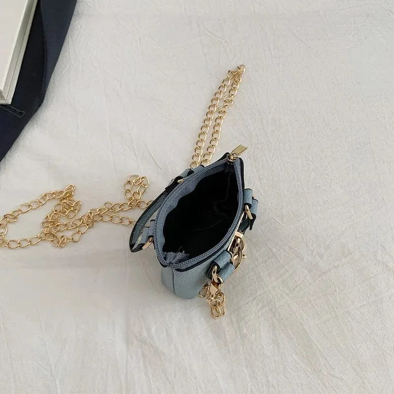 Trendy Aesthetic Mini Bag with Lock Charm & Detachable Strap