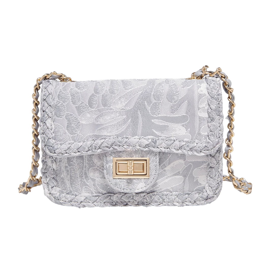 Chic Silver Jacquard Chain Flap Bag