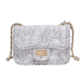 Chic Silver Jacquard Chain Flap Bag