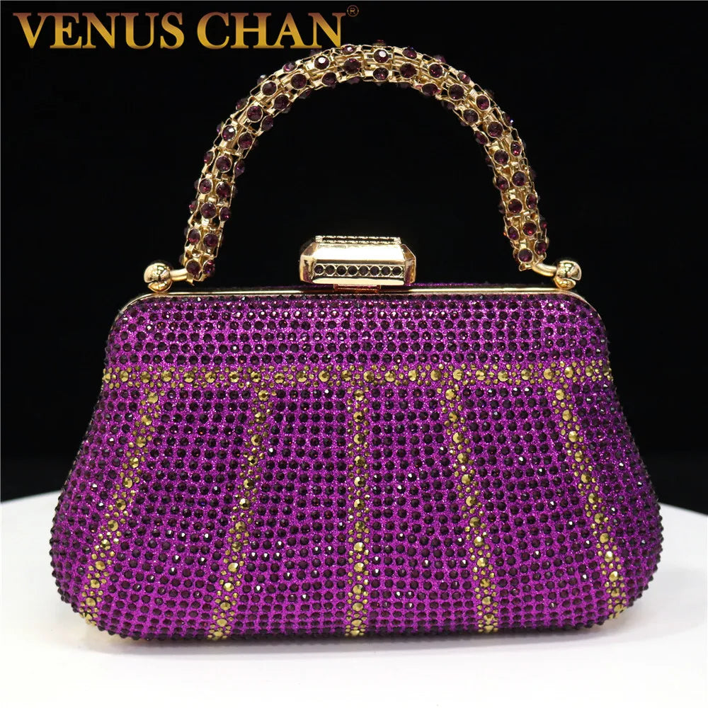 Luxury Crystal Rhinestone Clutch Bag for Women – Elegant Party Wear Evening Purse with Diamond Handle