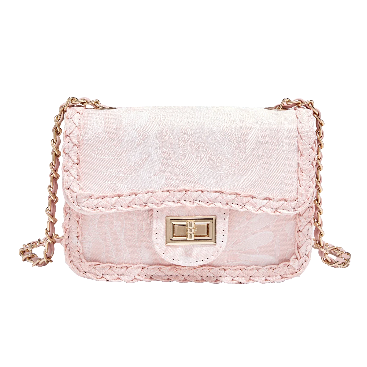 Chic Silver Jacquard Chain Flap Bag