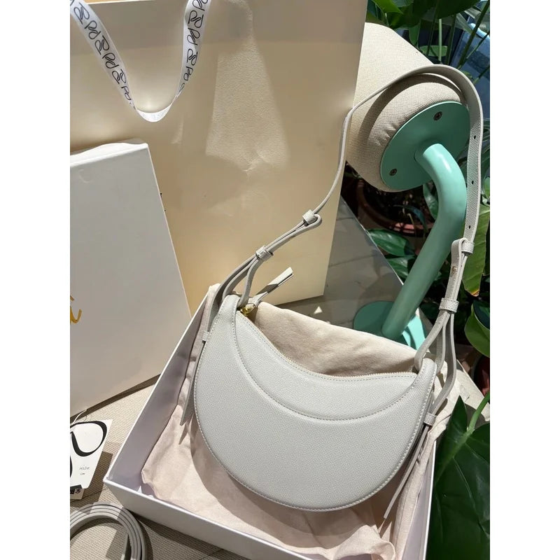 Aesthetic Half-Moon Leather Shoulder Bag