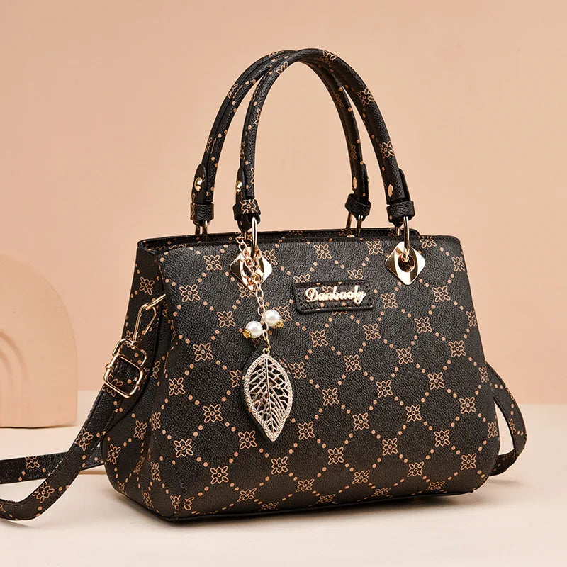 Elegant Printed Pattern Shoulder Bag – Classic Ladies Tote Bag with Long Strap
