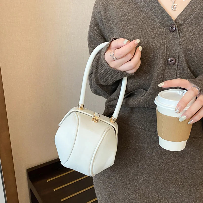 Elegant Aesthetic White Top Handle Small Bag