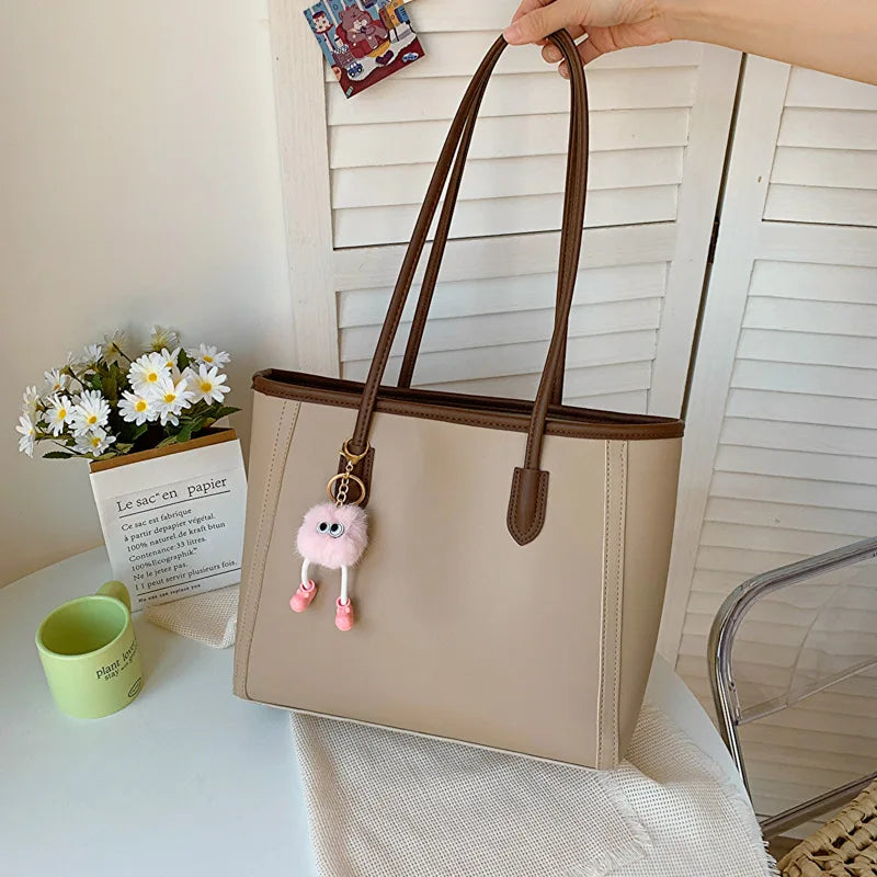Minimalist Smooth Leather Everyday Tote Bag
