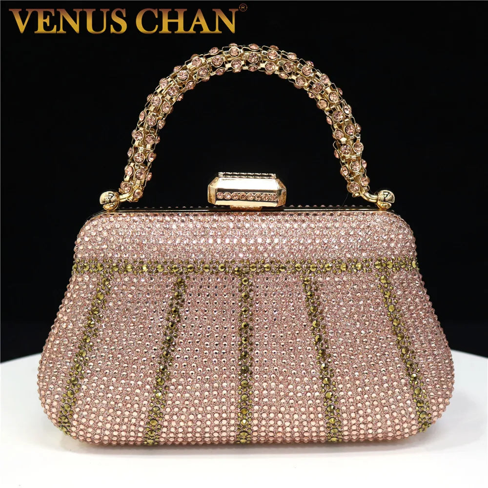 Luxury Crystal Rhinestone Clutch Bag for Women – Elegant Party Wear Evening Purse with Diamond Handle