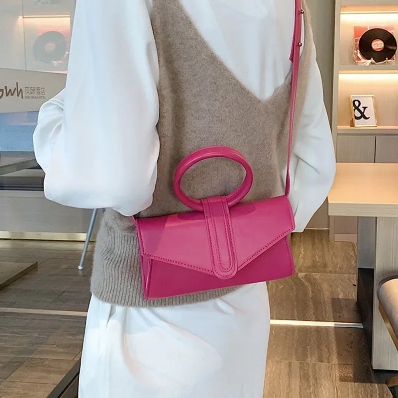 Aura Bags Vibrant Orange Structured Mini Ring-Handle Bag
