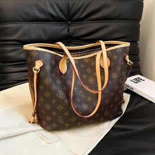 Luxury Vintage Monogram Tote Bag – Large Capacity Shoulder Bag for Women