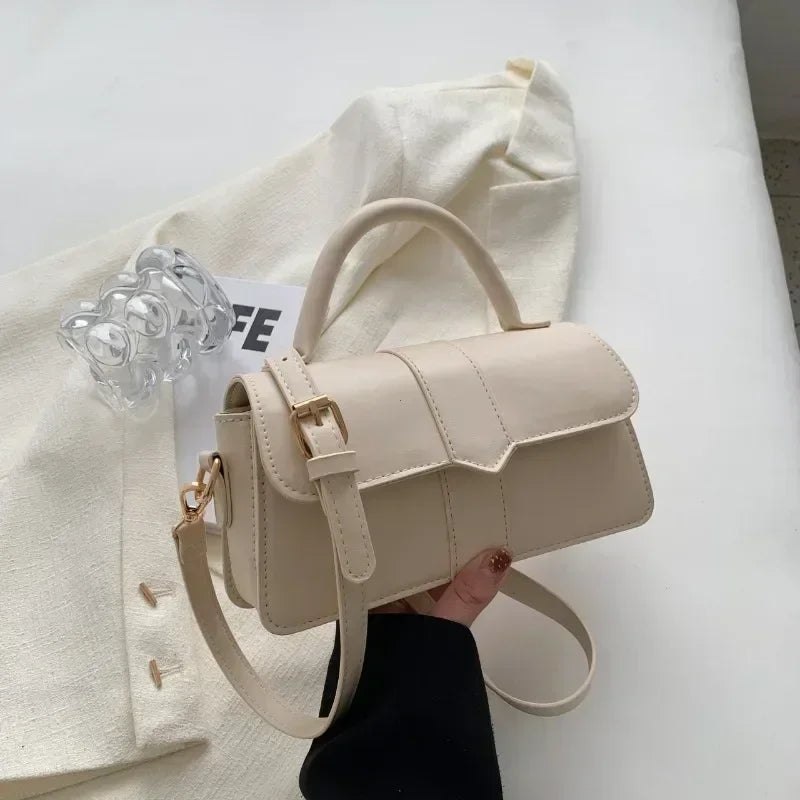 Classic Leather Flap Crossbody Bag with Top Handle