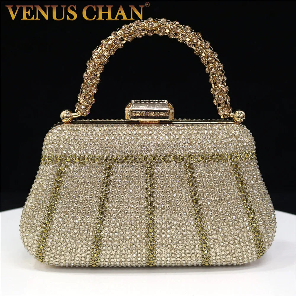 Luxury Crystal Rhinestone Clutch Bag for Women – Elegant Party Wear Evening Purse with Diamond Handle