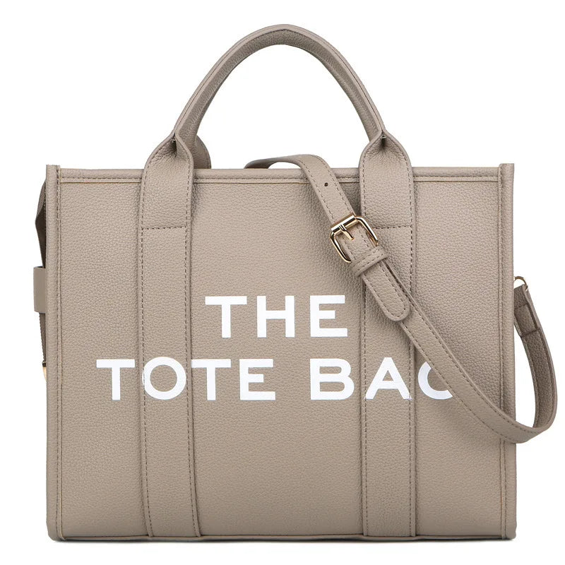 "THE TOTE BAG" Letter Printed PU Leather Tote Bag for Women | Large Capacity Shoulder Bag & Crossbody Bag