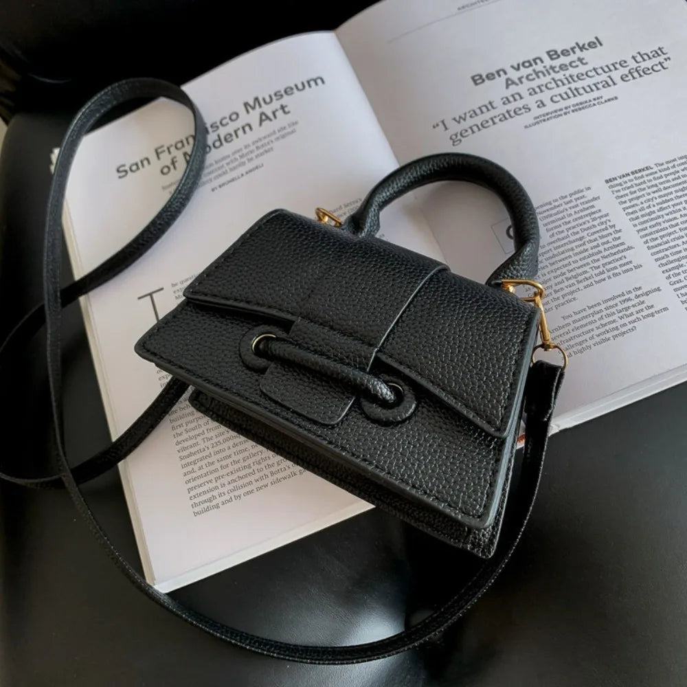 Chic Black Mini Top Handle Crossbody Bag