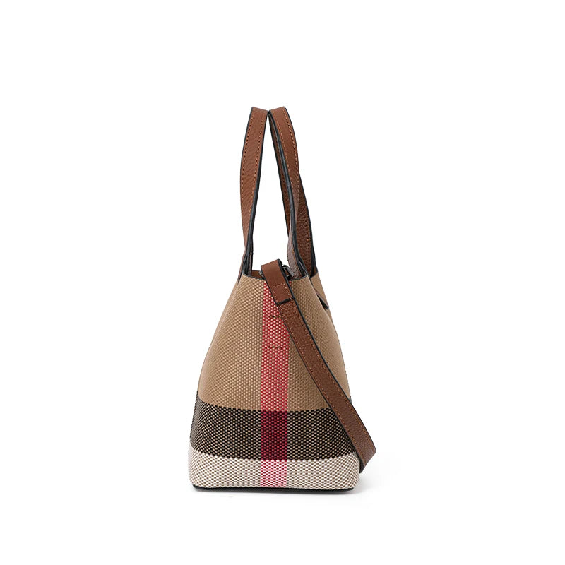Vintage Plaid Canvas Handbag
