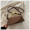 Chic Suede Mini Top Handle & Crossbody Bag with Gold Accent
