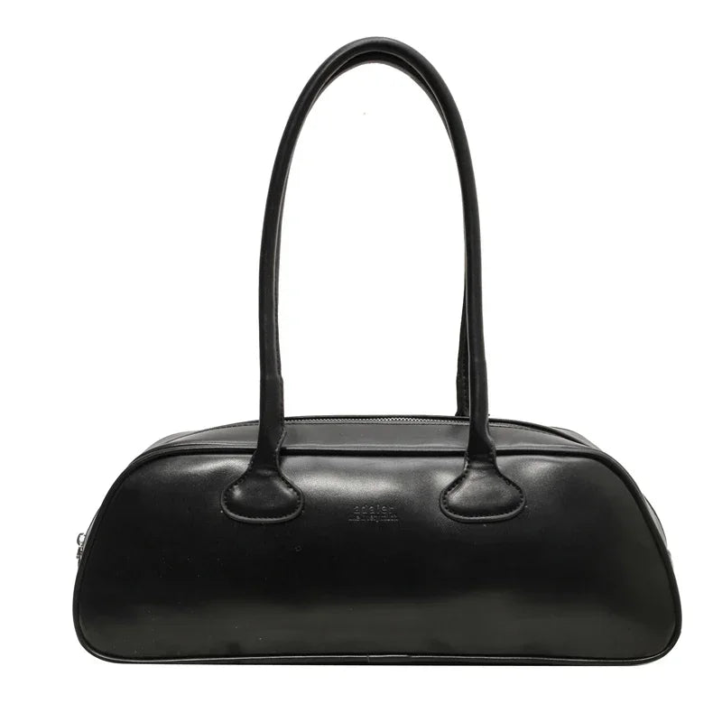Vintage Minimalist PU Leather Underarm Shoulder Bag for Women