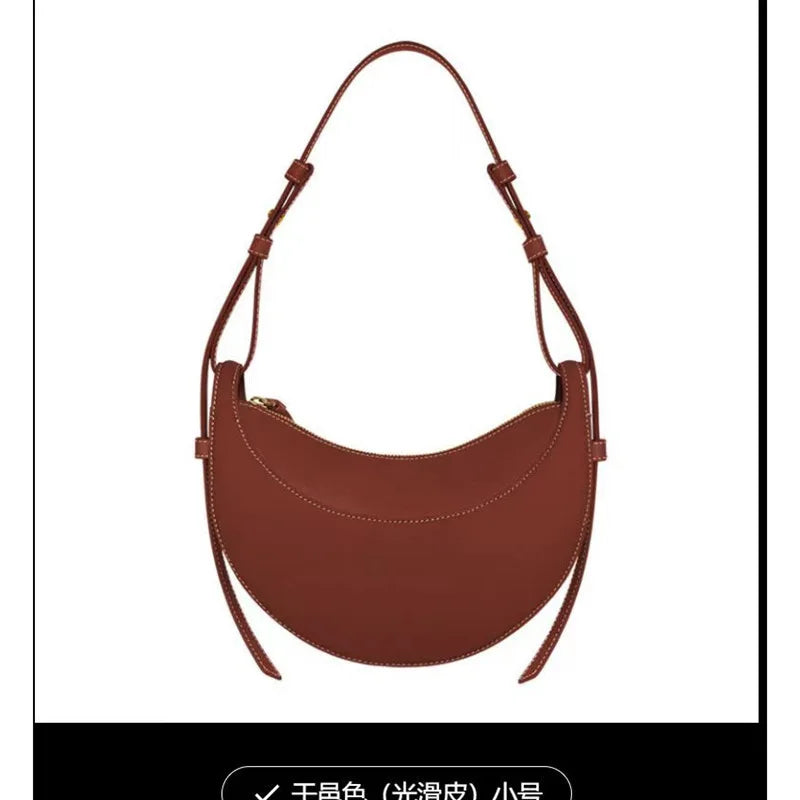 Aesthetic Half-Moon Leather Shoulder Bag