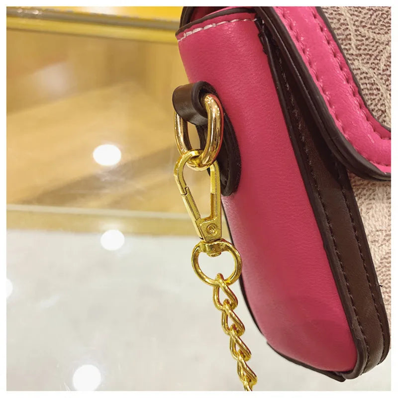 Designer-Inspired Signature Print Crossbody Bag with Contrast Piping