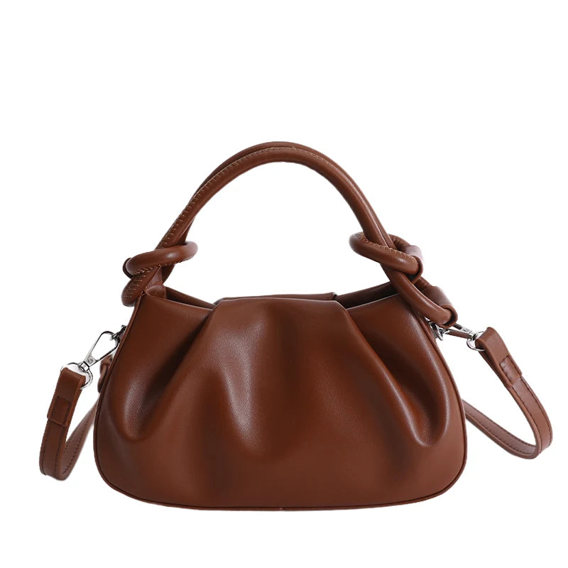 Chic Pleated Mini Red Handbag for Women | Stylish PU Leather Top Handle & Underarm Shoulder Purse