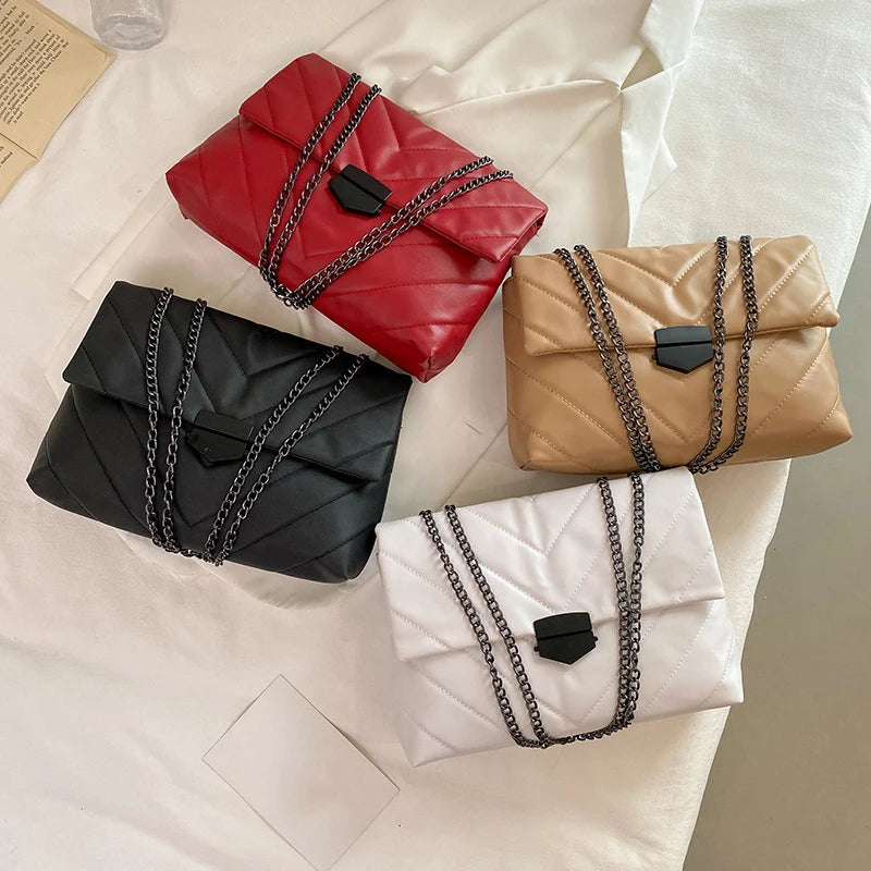 Sophisticated V-Stitched Puffer Shoulder Bag