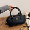 Chic Leopard Print & Solid PU Leather Bowling Crossbody Bag with Top Handle
