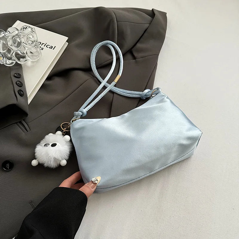 Satin Silk Knotted Strap Shoulder Bag