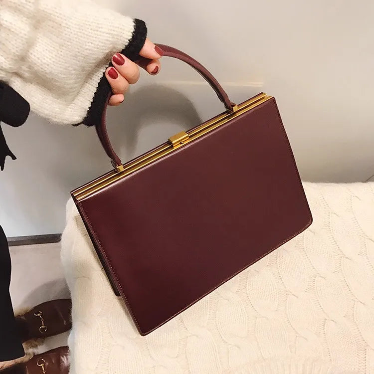 Luxury Square Top-Handle Bag - Retro Leather Shoulder Handbag