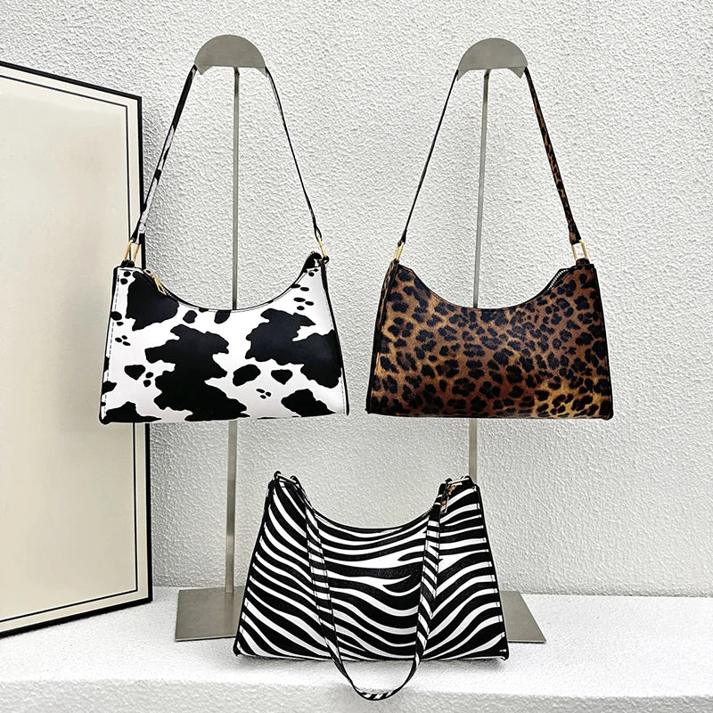 Aura Bags Chic Leopard Print PU Leather Underarm Shoulder Bag