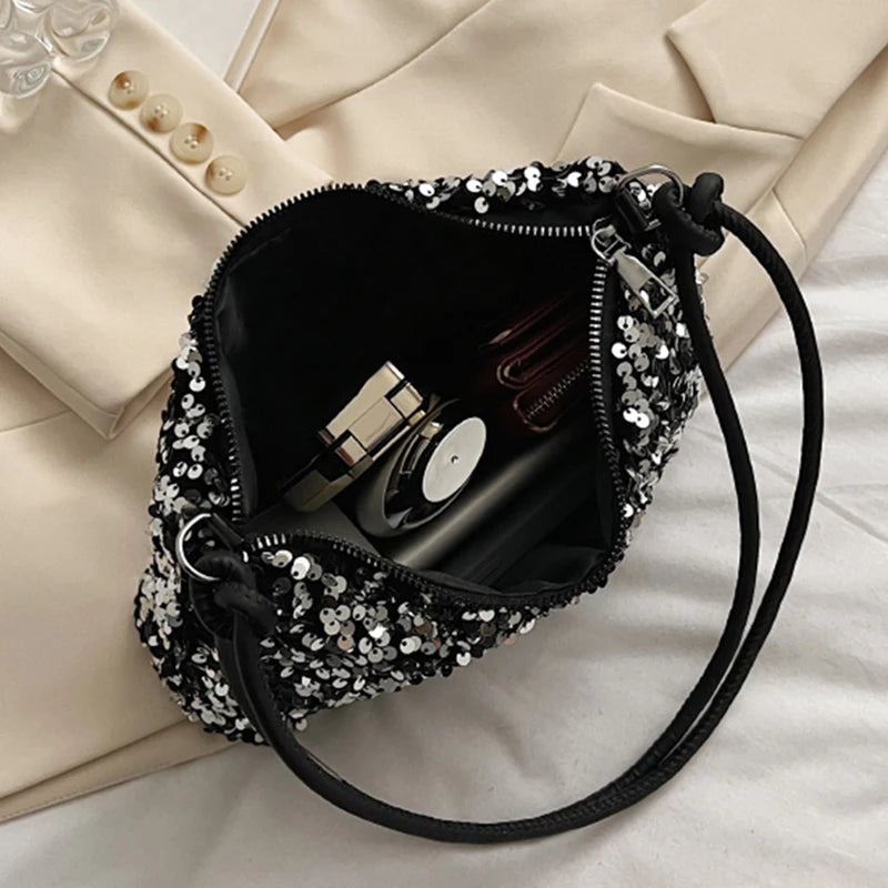 Shiny Full Sequin Mini Handbag – Elegant Party Wear Shoulder Purse for Women