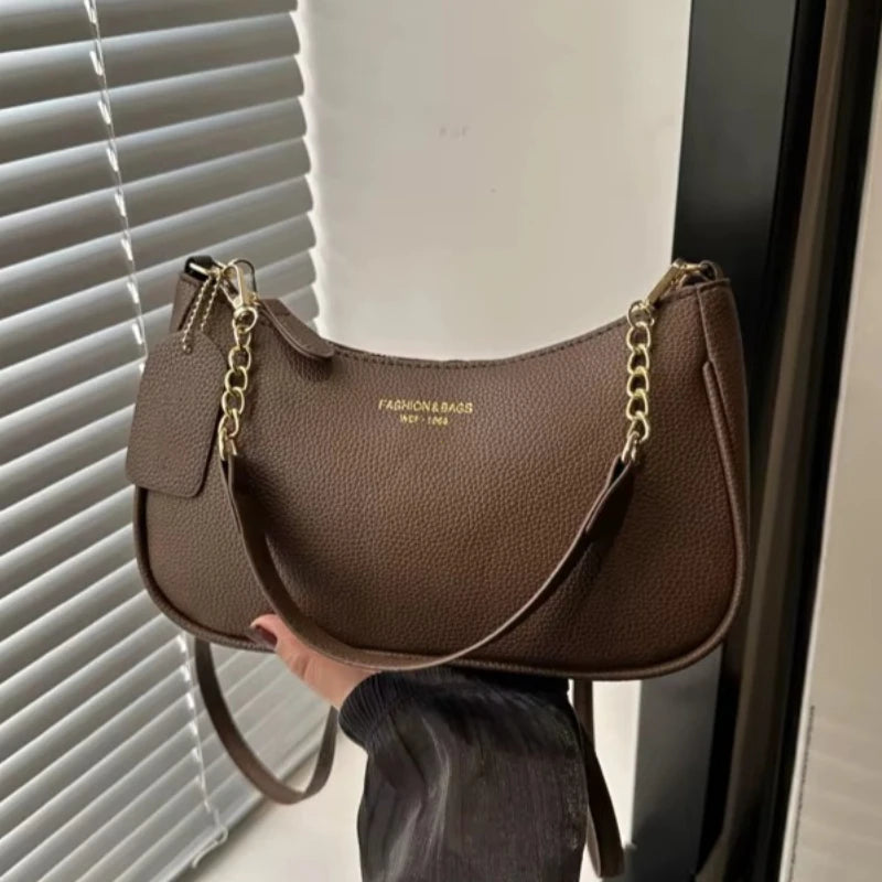 Minimalist Leather Crescent Shoulder & Crossbody Bag